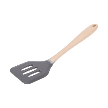 Espátula Perfurada Silicone 29CM Cinza / Creme