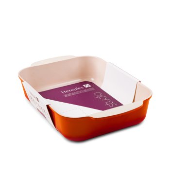 ASSADEIRA RETANGULAR LARANJA C/ ANTIADERENTE 30X22X7CM VOL.3,9L HERCULES PA9000-A30L