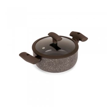 CACAROLA C/ TAMPA VIDRO C/ SILICONE E ANTIADERENTE MARROM ESPESSURA 3MM DIAM.199X86MM 2500ML HERCULES PA300-C20MA