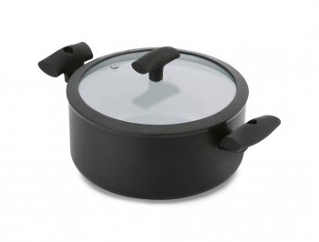 CACAROLA C/TAMPA VIDRO E SILICONE PRETO C/ANTIADERENTE ESP.3MM DIAM.239X99MM VOL.4500ML HERCULES PA300-C24PR