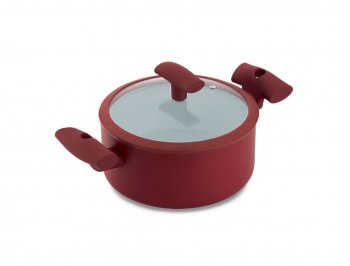 CACAROLA C/ TAMPA VIDRO E SILICONE VERMELHA C/ ANTIADERENTE ESP. 3MM DIAM.199X86MM VOL.2500ML HERCULES PA300-C20VM