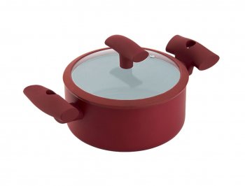 CACAROLA C/ TAMPA VIDRO E SILICONE VERMELHA C/ ANTIADERENTE ESP. 3MM DIAM.219X86MM VOL.3000ML HERCULES PA300-C22VM