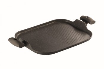 GRILL DUPLO C/ALCA MARROM MARMORIZADO C/ANTIADERENTE ESP.5,7MM MEDIDA DIAGONAL 386X16MM VOL.1150ML HERCULES PA300-G34MA