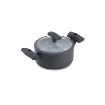 CACAROLA C/TAMPA VIDRO E SILICONE CINZA C/ANTIADERENTE ESP.3MM DIAM.239X99MM VOL.4500ML HERCULES PA300-C24CZ