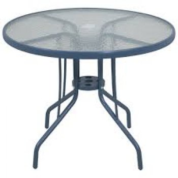 MESA REDONDA ALUMINIO TAMPO DE VIDRO NORONHA - CINZA (P55)