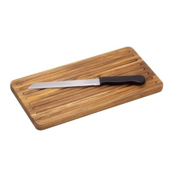 KIT MIGALHEIRA TECA 36 X 18 X 1,8 CM COM FACA