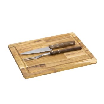 TÁBUA TECA SLIM 34X27X3,5(1,5) CM - COM GARFO E FACA