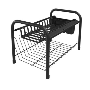 ESCORREDOR TUB DUPLO C/ TELA PLÁSTICA E PORTA TALHER/COPOS - LINHA BLACK