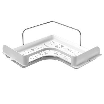 SUPORTE MULTIUSO CANTO COM BASE PLASTICA BRANCA  - CROMADO