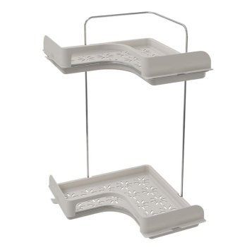 SUPORTE MULTIUSO CANTO DUPLO COM BASE PLASTICA AREIA  - CROMADO