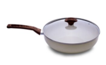  Frigideira Wok 28 C/Tp Vidro Petra Bege