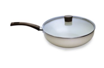 Frigideira Wok 28 C/ Tp Vidro Ekó Bege
