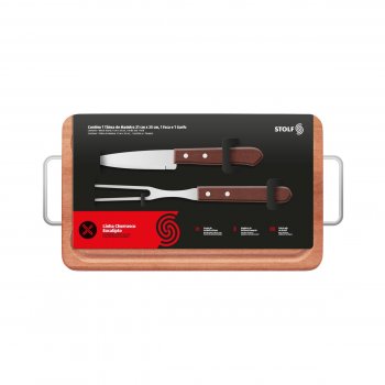 KIT CHURRASCO 35X21 CM C/ GARFO E FACA PEIXEIRA