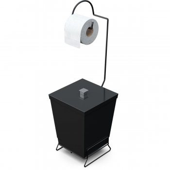 SUPORTE P/ PAPEL HIGIENICO C/ LIXEIRA PRETO - BLACK