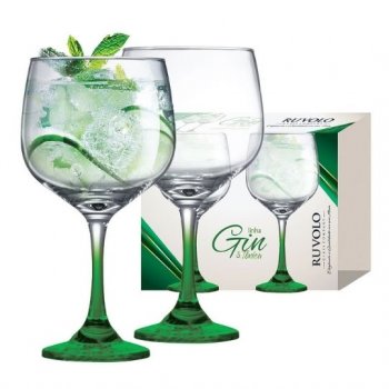 LUVA TAÇA GIN  HASTE VERDE C/02 PCS REF 610599