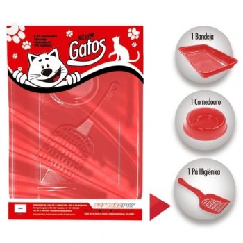 KIT GATOS POP C/ 3 PECAS FURACAOPET - VERMELHO