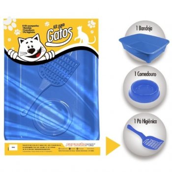 KIT GATOS CLASSIC C/ 3 PECAS FURACAOPET - AZUL