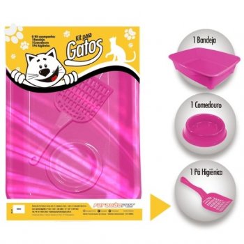 KIT GATOS CLASSIC C/ 3 PECAS FURACAOPET - ROSA